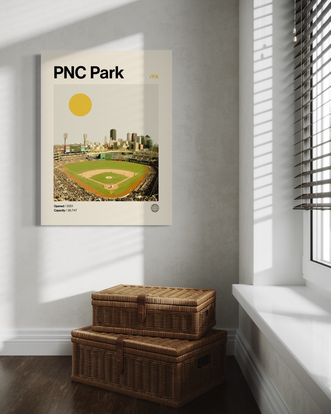 PNC Park Pittsburgh Pirates Riverside Stadium Minimalist Sports Poster - Image 3