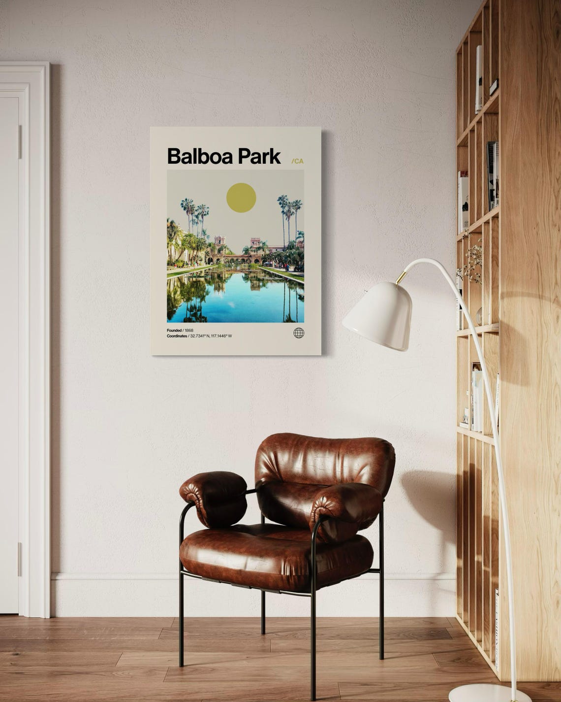 Balboa Park San Diego Reflecting Pool Minimalist Mid Century Poster - Image 3