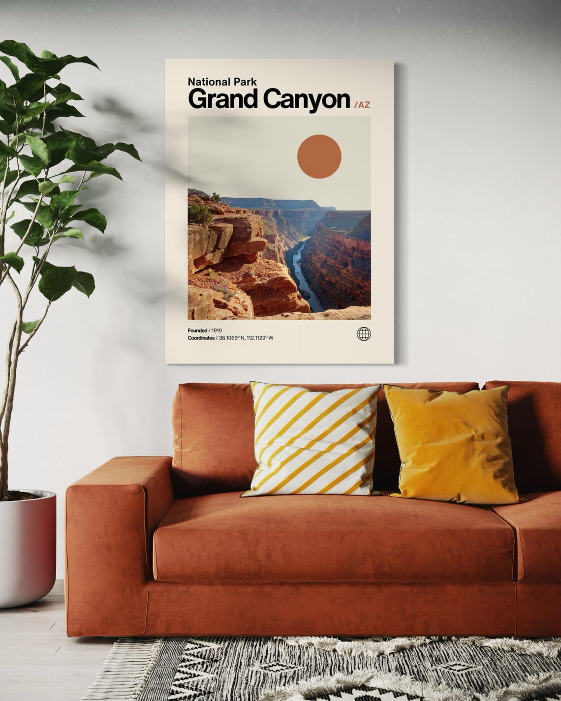 Grand Canyon Poster Minimalist Helvetica Mid Century Modern Grand Canyon Travel Print Grand Canyon Wall Art Grand Canyon Arizona - Image 2