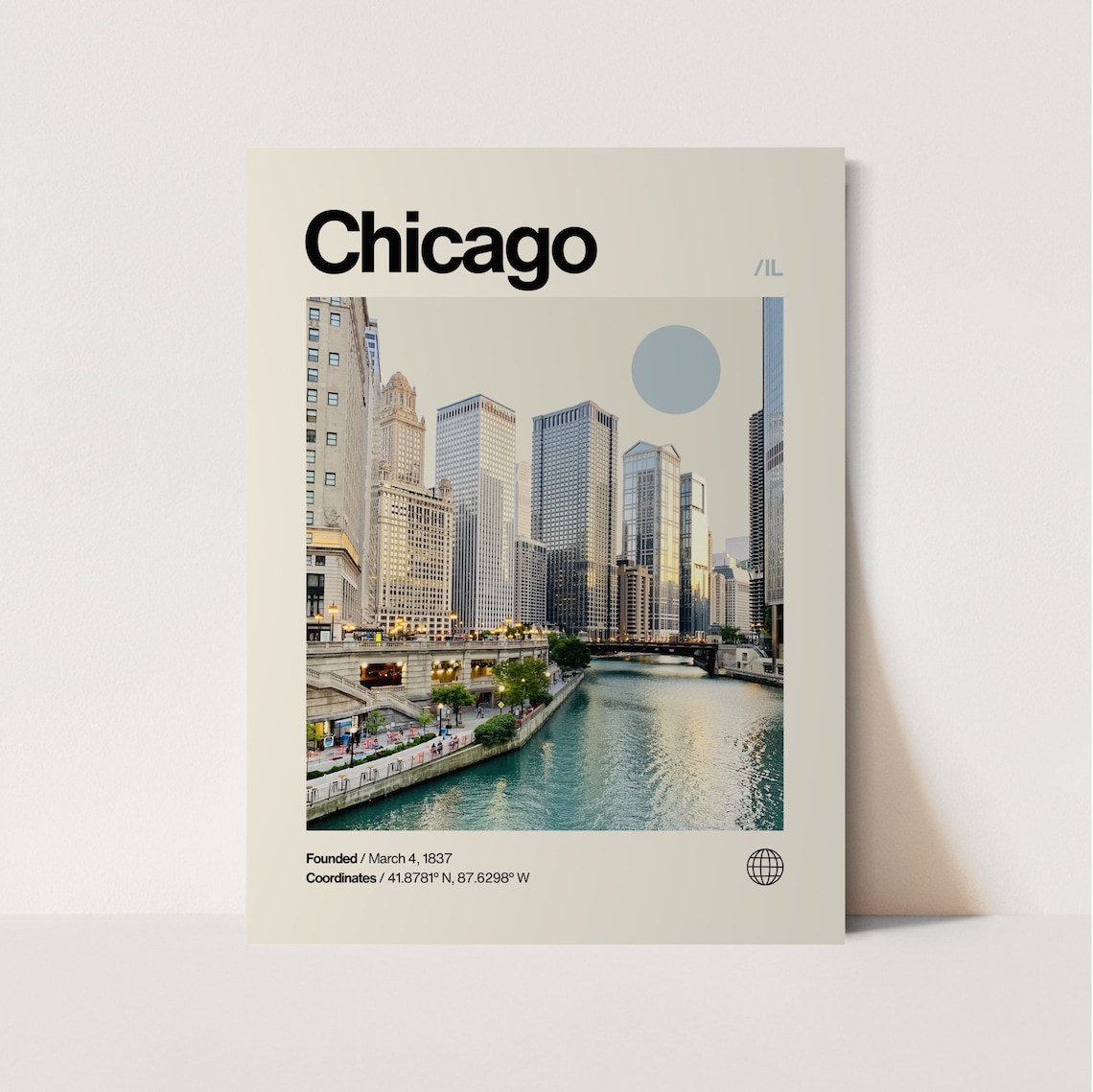 Chicago Minimalist Mid Century Modern Travel Poster