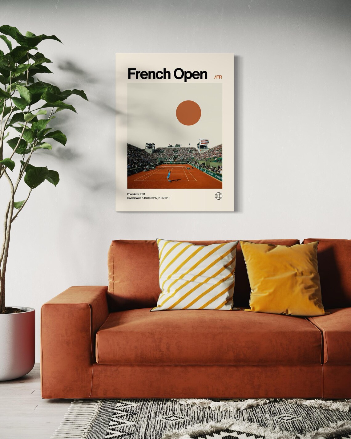 French Open Minimalist Helvetica Mid-Century Art Print - Image 3