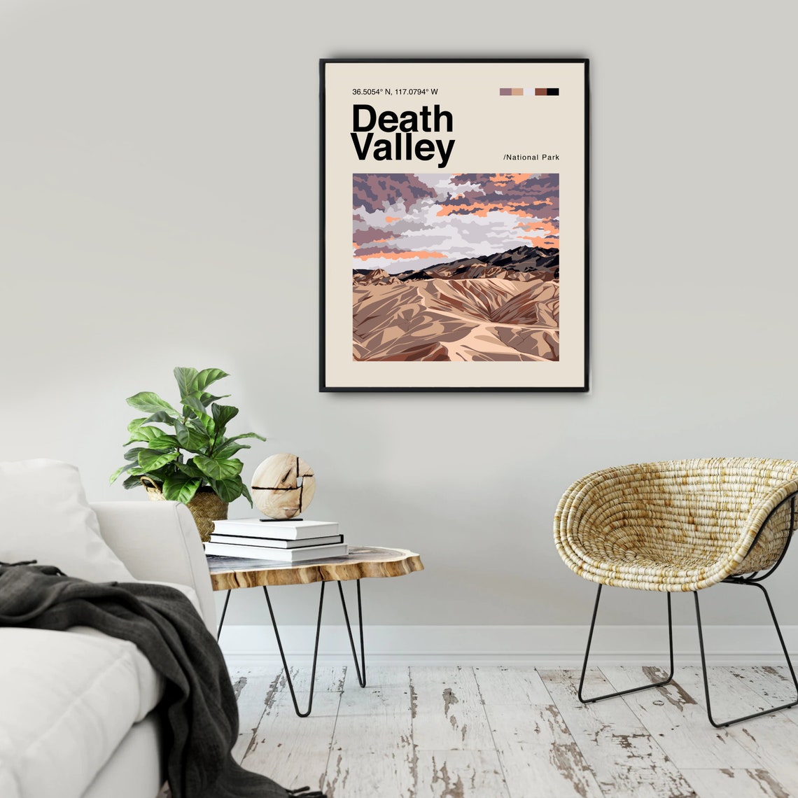 Death Valley National Park Desert Sunset Illustration Poster - Image 2