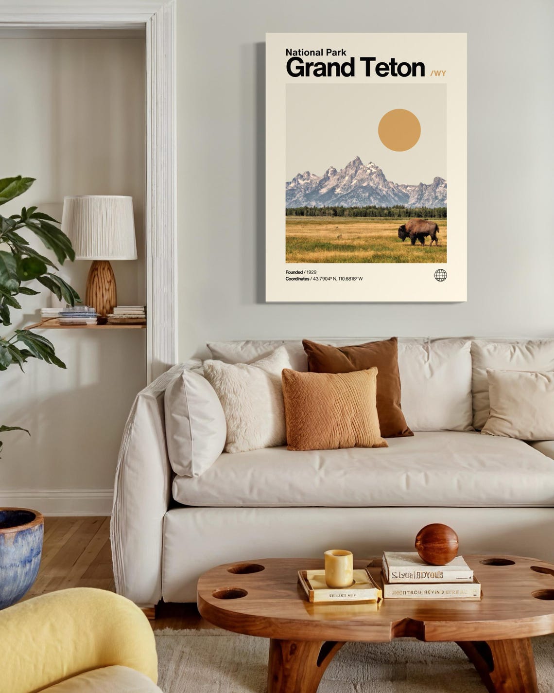 Grand Teton Poster Minimalist Helvetica Mid Century Modern Grand Teton Travel Print Grand Teton Wall Art Grand Teton Wyoming Print - Image 2