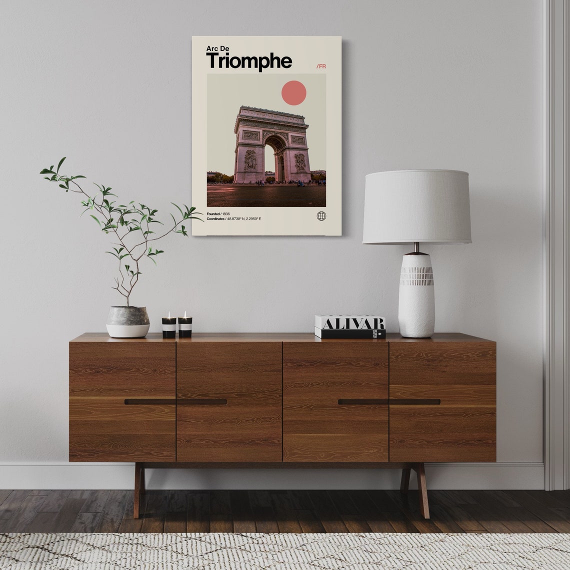 Arc de Triomphe Paris Minimalist Mid Century Modern Monument Poster - Image 3