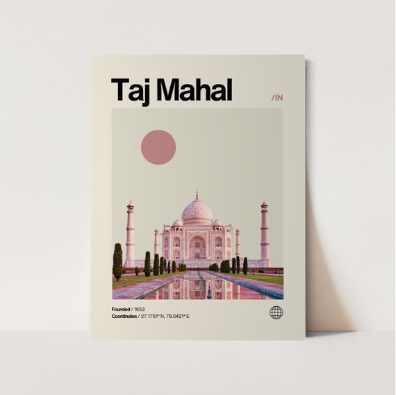 Taj Mahal Minimalist Mid-Century Travel Poster