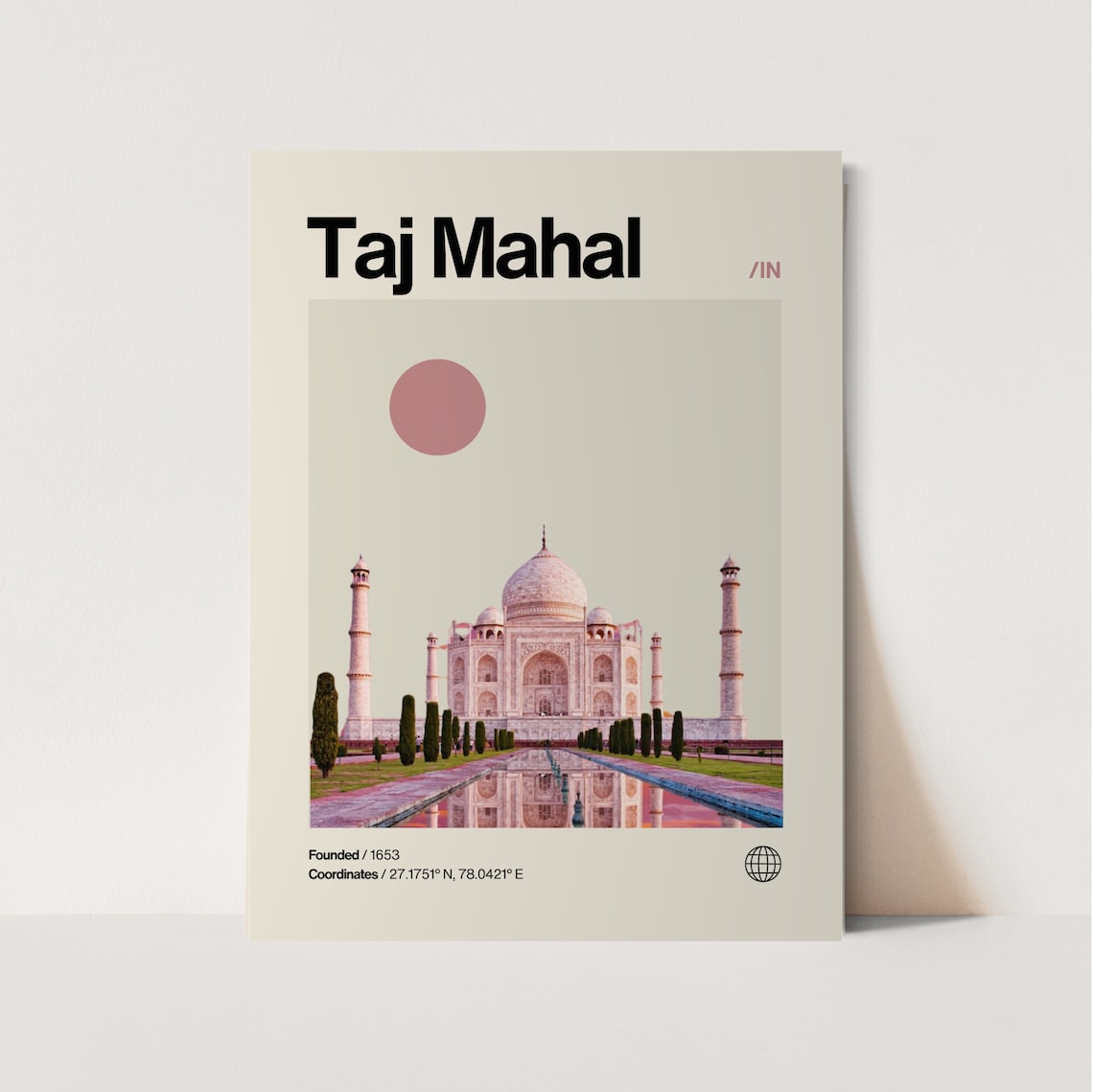 Taj Mahal Minimalist Mid-Century Travel Poster