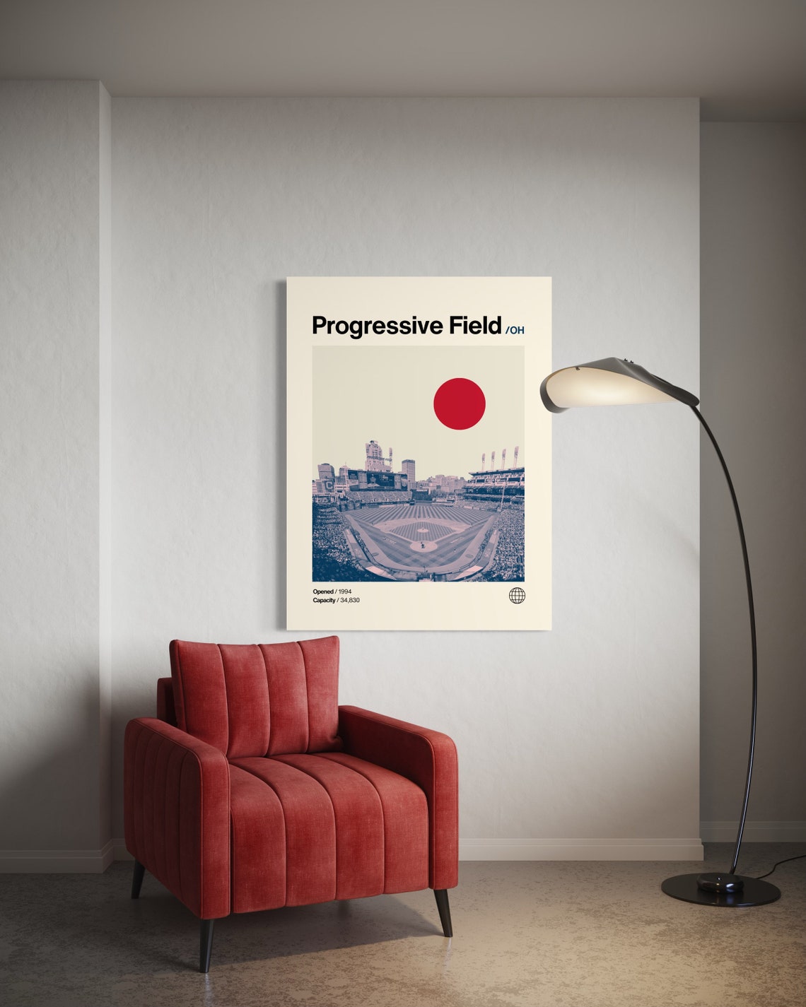 Progressive Field Cleveland Guardians Stadium Minimalist Sports Poster - Image 2