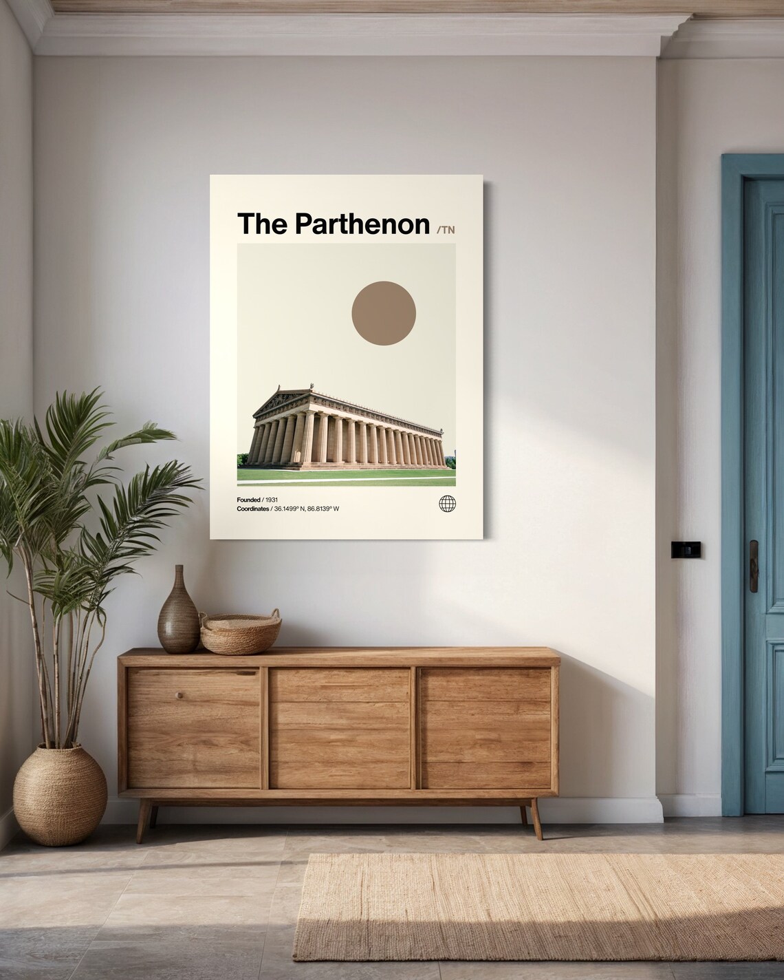 The Parthenon Poster Minimalist Helvetica Mid Century Modern The Parthenon Travel Print The Parthenon Wall Art The Parthenon Tennessee - Image 2