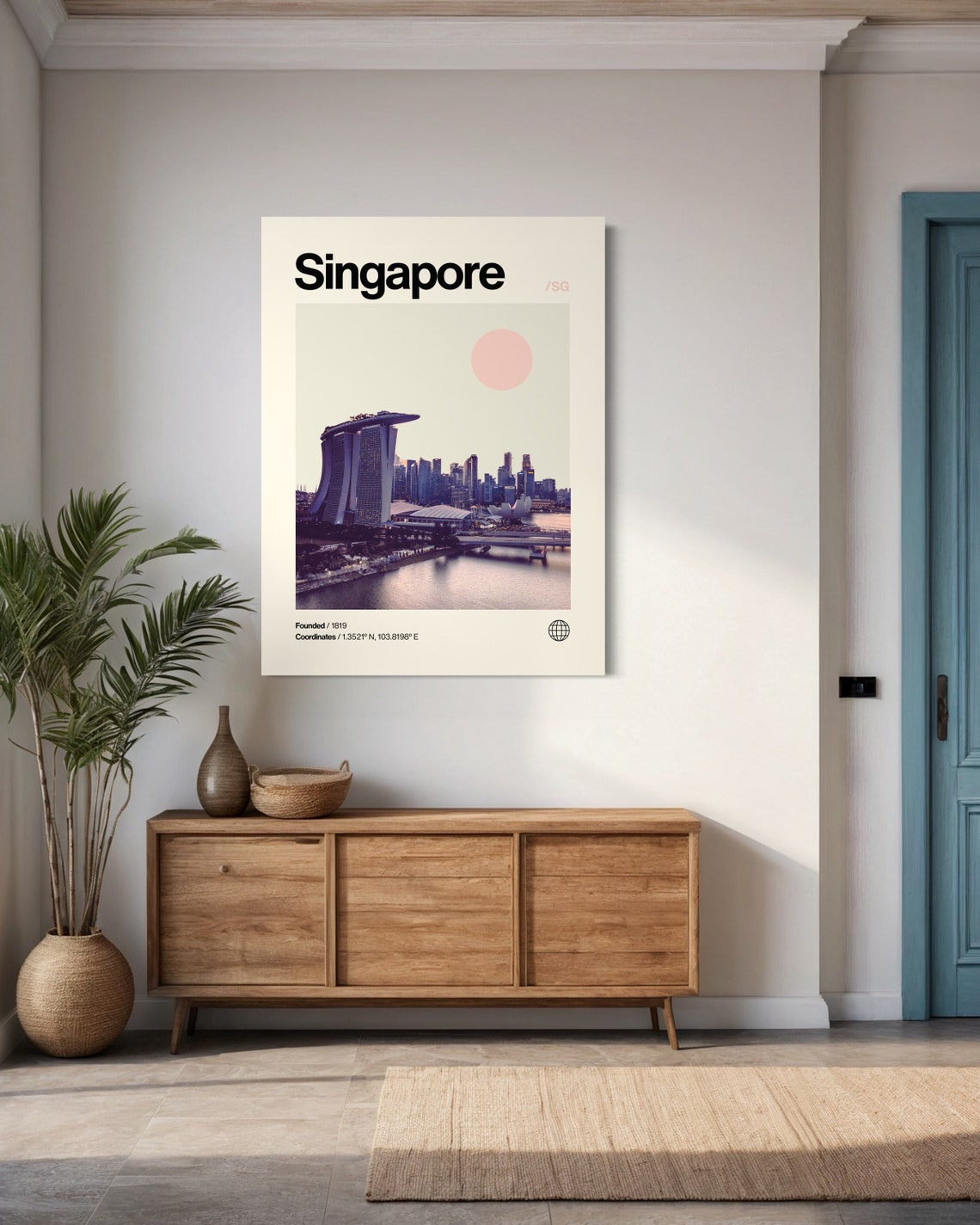 Singapore Poster Minimalist Helvetica Mid Century Modern Singapore Travel Print Singapore Wall Art Singapore Art House Art - Image 2