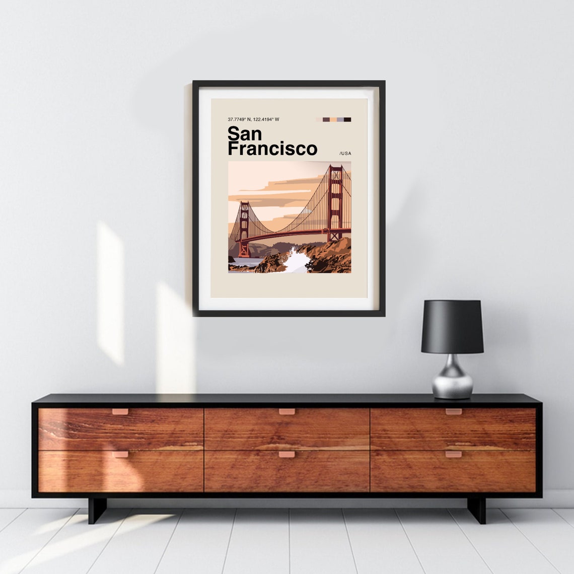 San Francisco Golden Gate Illustrated Minimalist Travel Art Poster - Image 3