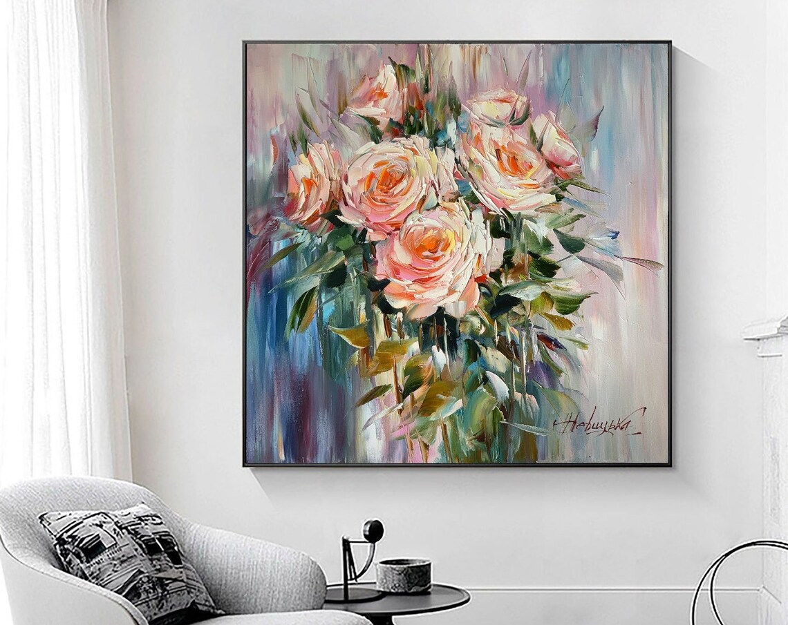 Abstract Rose Painting, Floral Oil-Style Art Print - Image 3