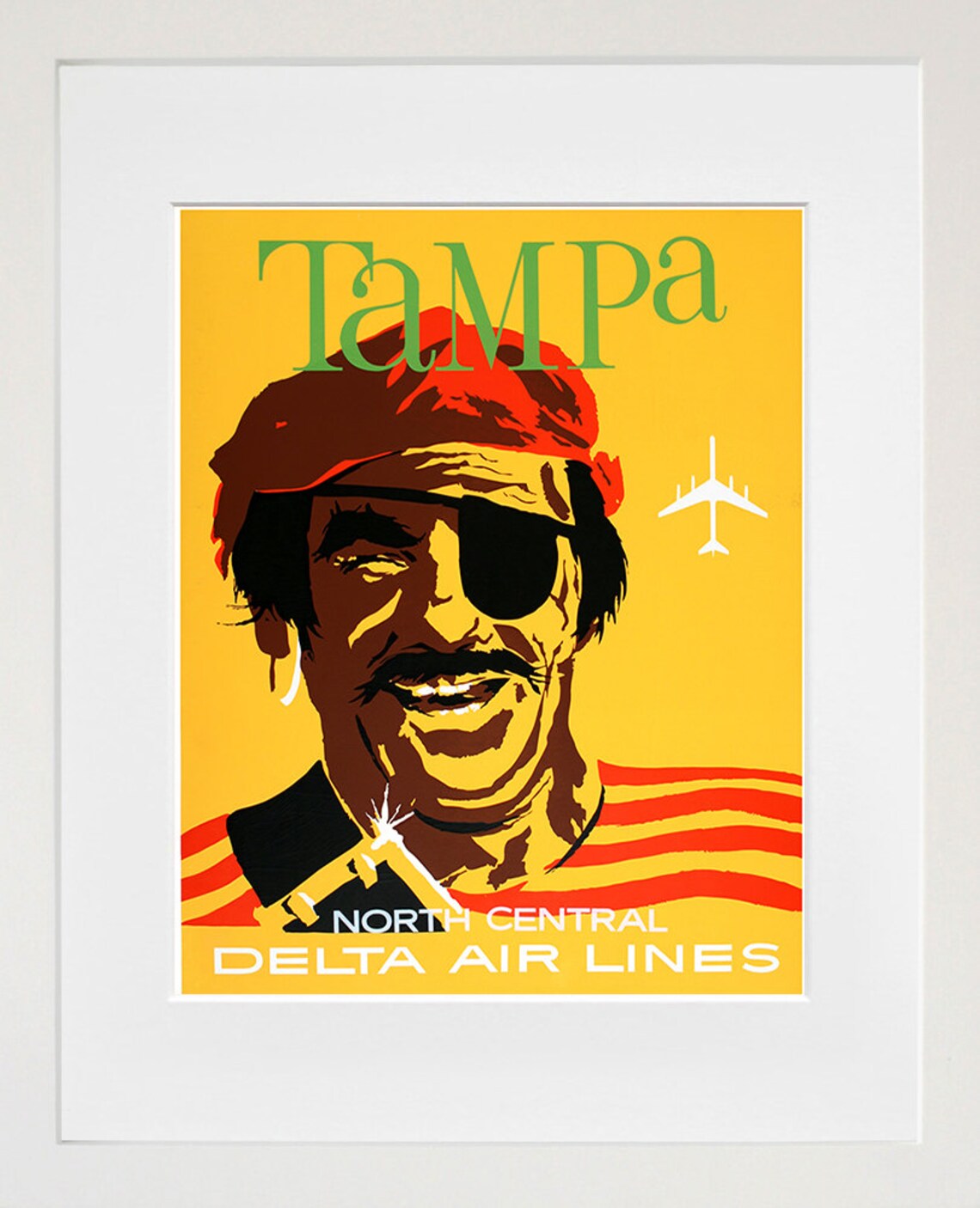 Tampa Florida Retro Travel Poster, Pirate Art