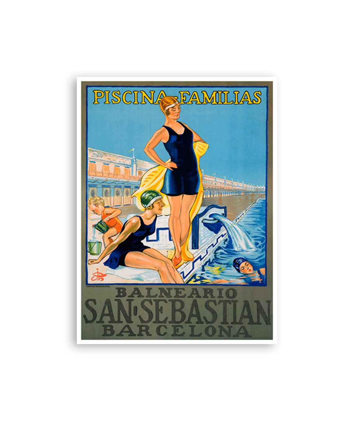 Balneario San Sebastian Barcelona Vintage Swimming Pool Poster