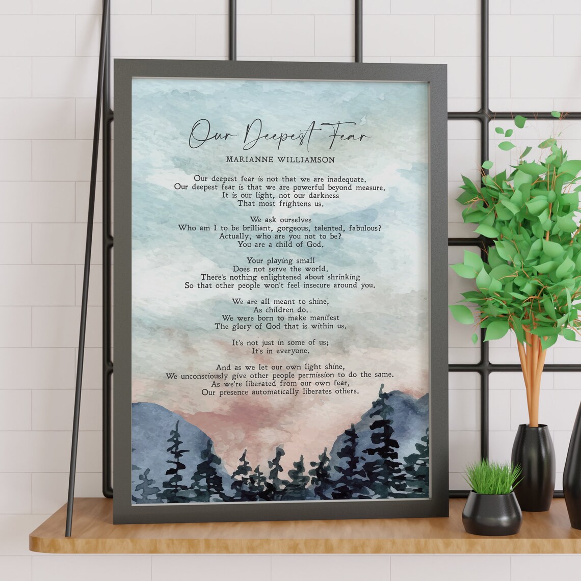 Our Deepest Fear, Marianne Williamson Poem Art Print - Image 2