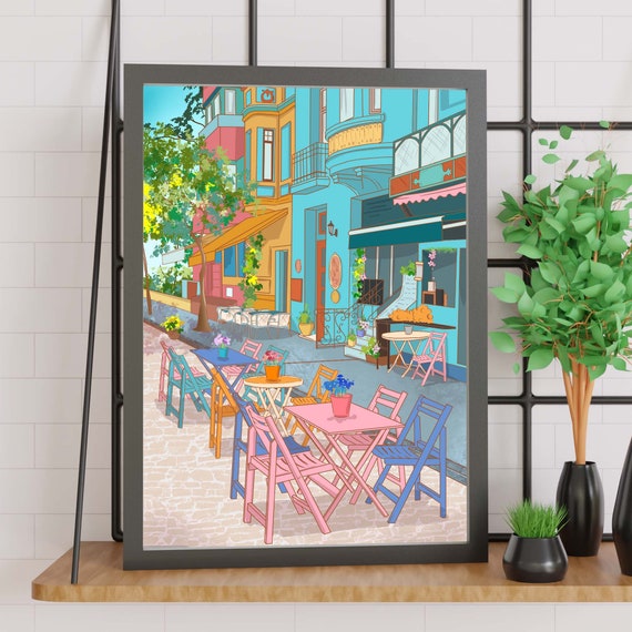 Cafe Coffeeshop Print Istanbul Turkey Poster Travel Poster Illustration Kitchen Print Wall Art Poster Gift Physical Print