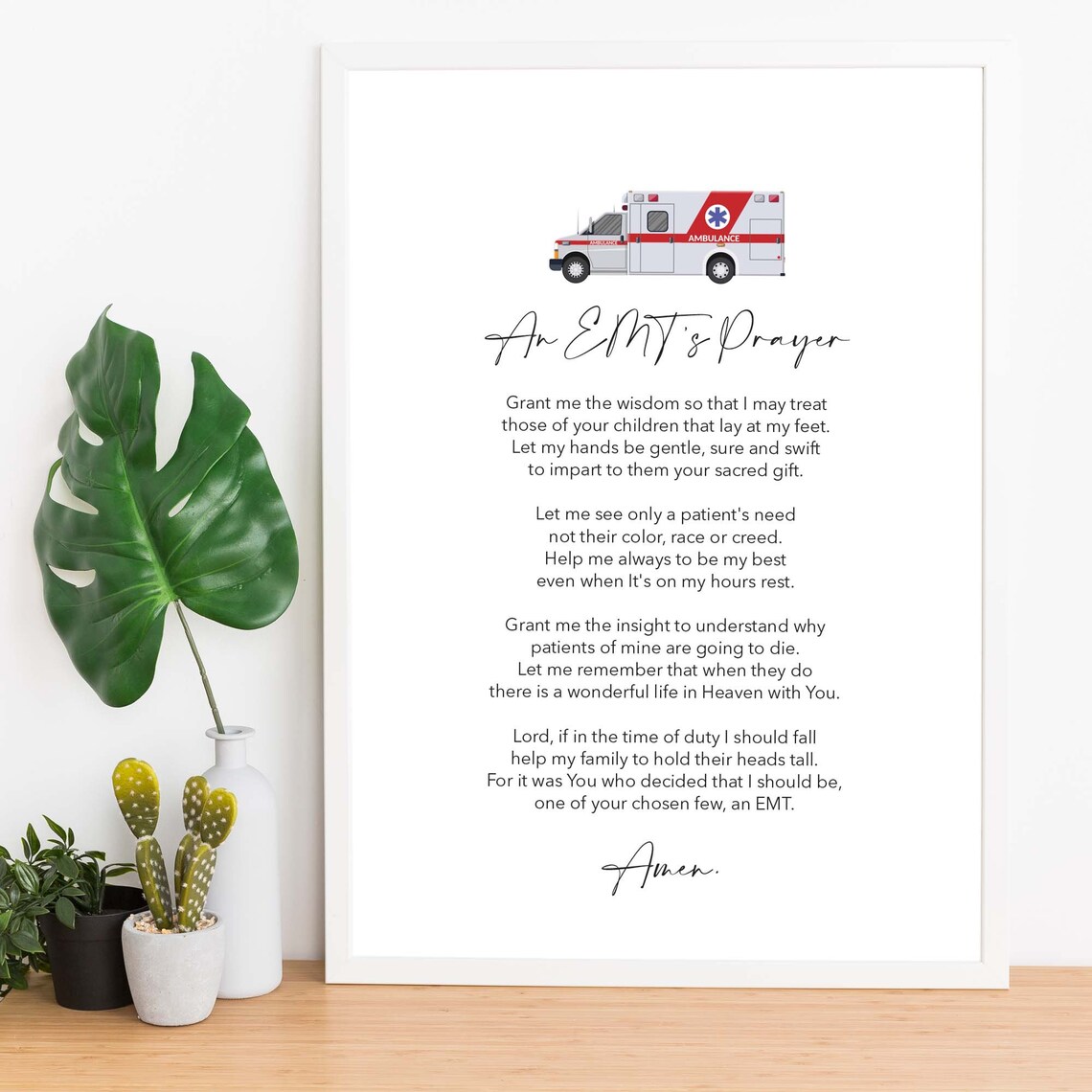 EMTs Prayer Minimalist Art Print, Christian Gift - Image 2