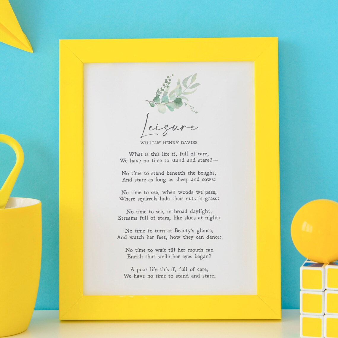 Leisure by William Henry Davies, Minimalist Quote Print - Image 3