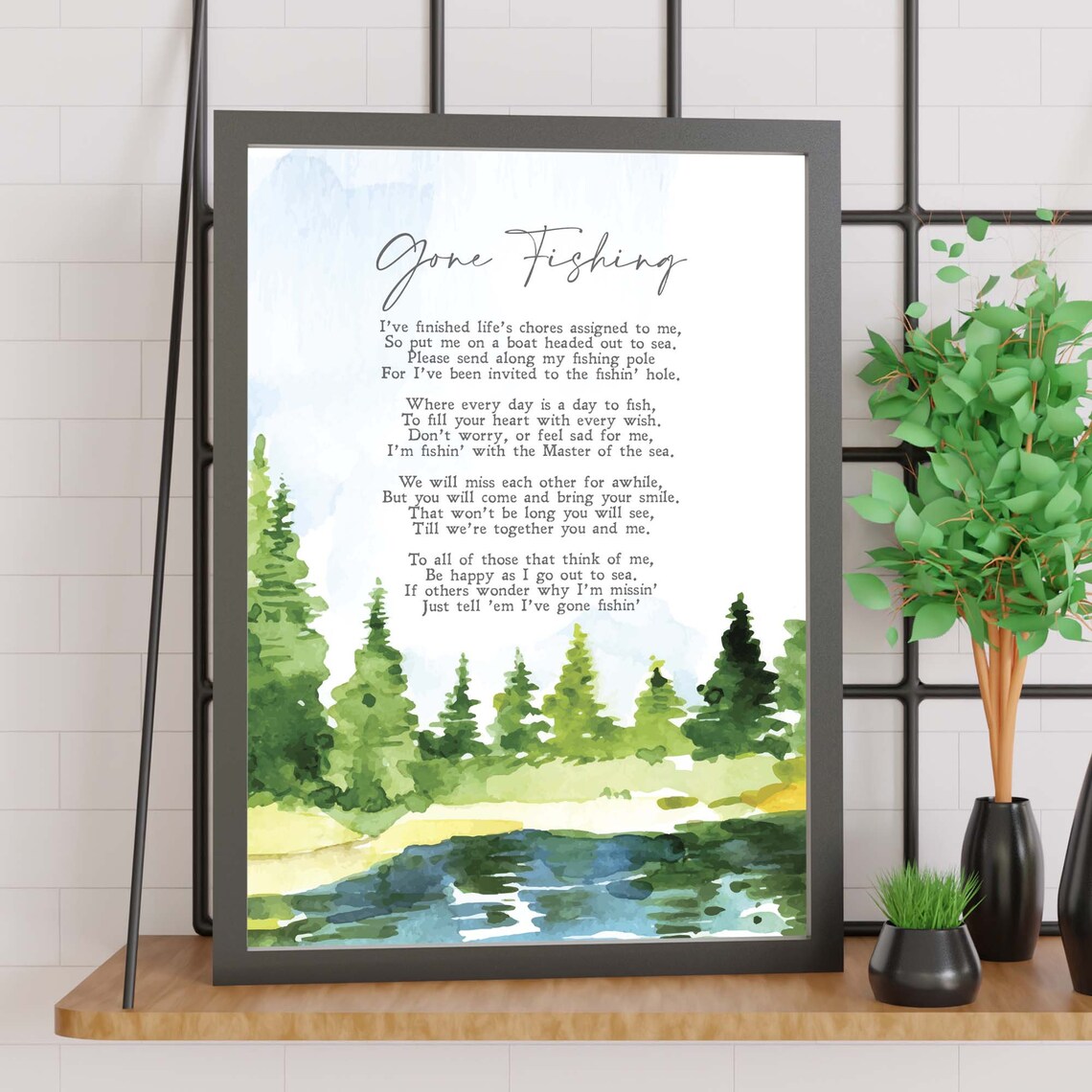 Gone Fishing Sympathy Poem, Bereavement Art Print - Image 3