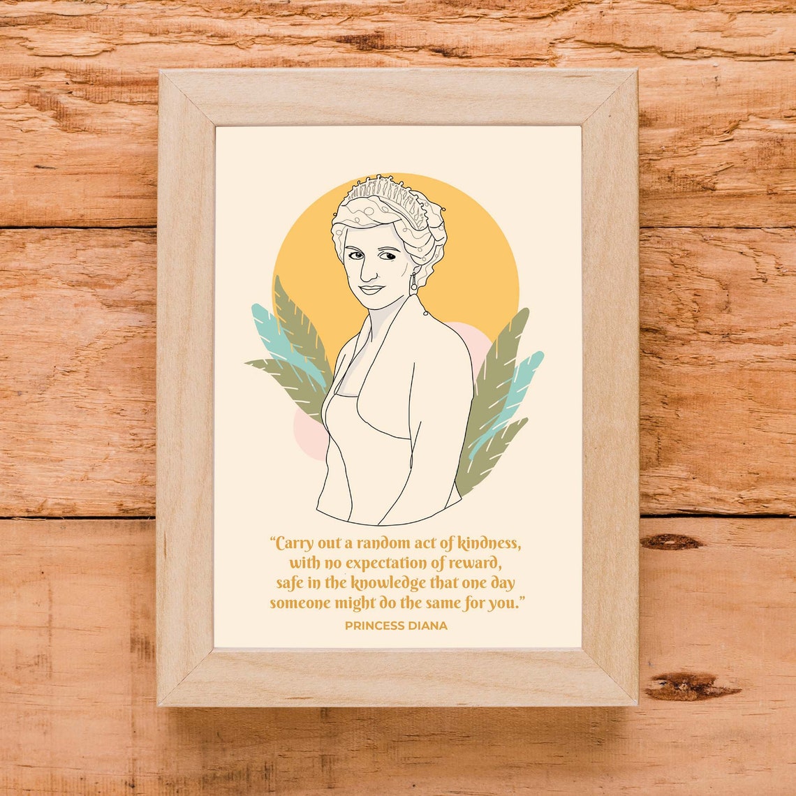 Princess Diana Carry Out Kindness Minimalist Line Art Quote Poster - Image 2