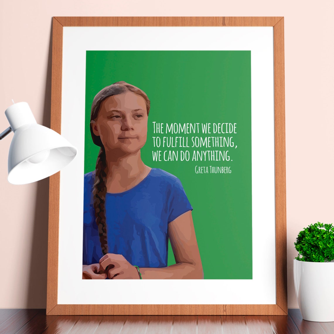 Greta Thunberg Climate Activist Quote Portrait Illustration Poster