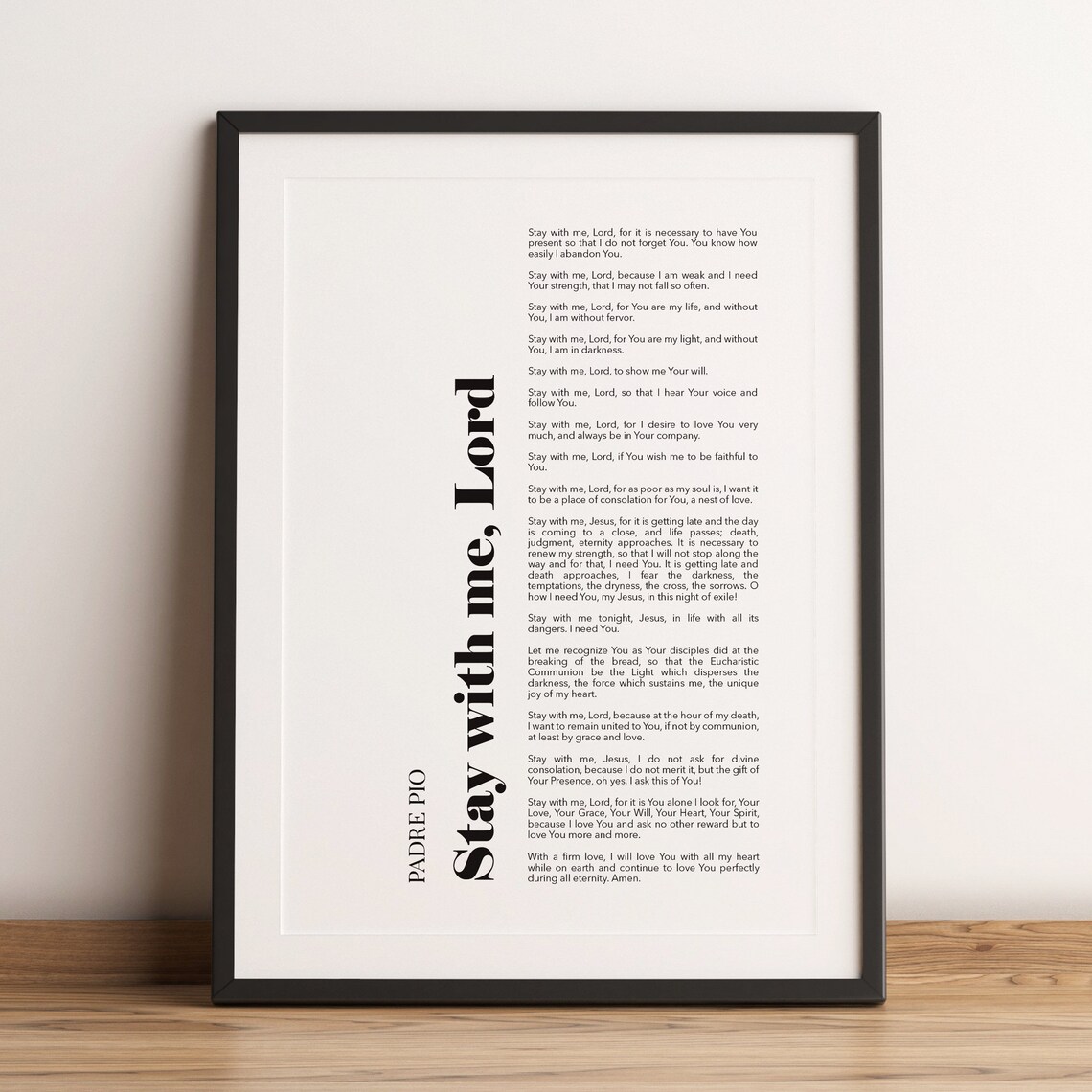 Padre Pio Prayer, Stay With Me Lord Christian Art Print