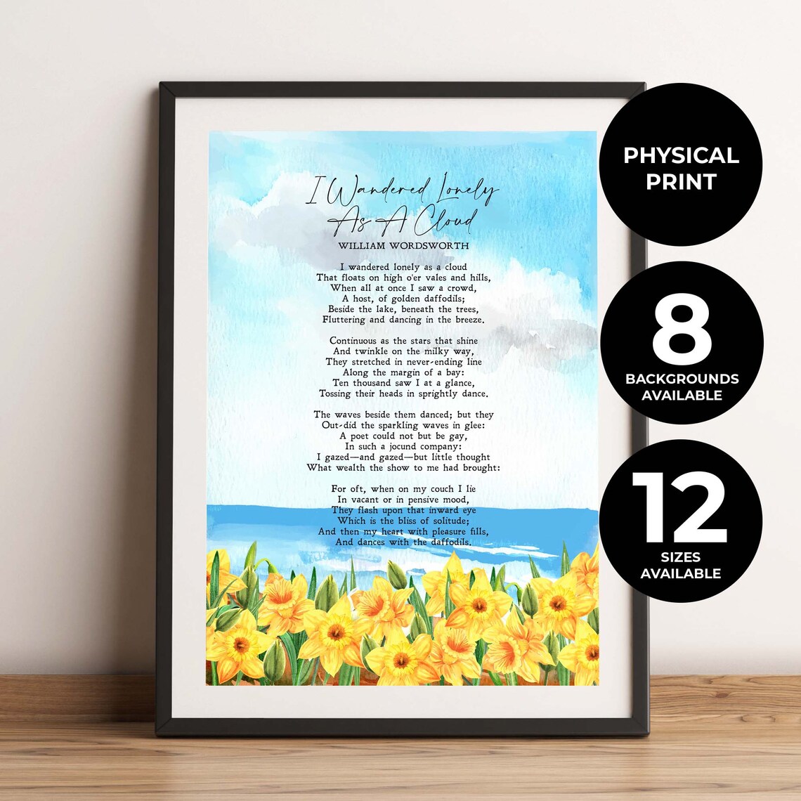 I Wandered Lonely As A Cloud Minimalist Quote Art Print
