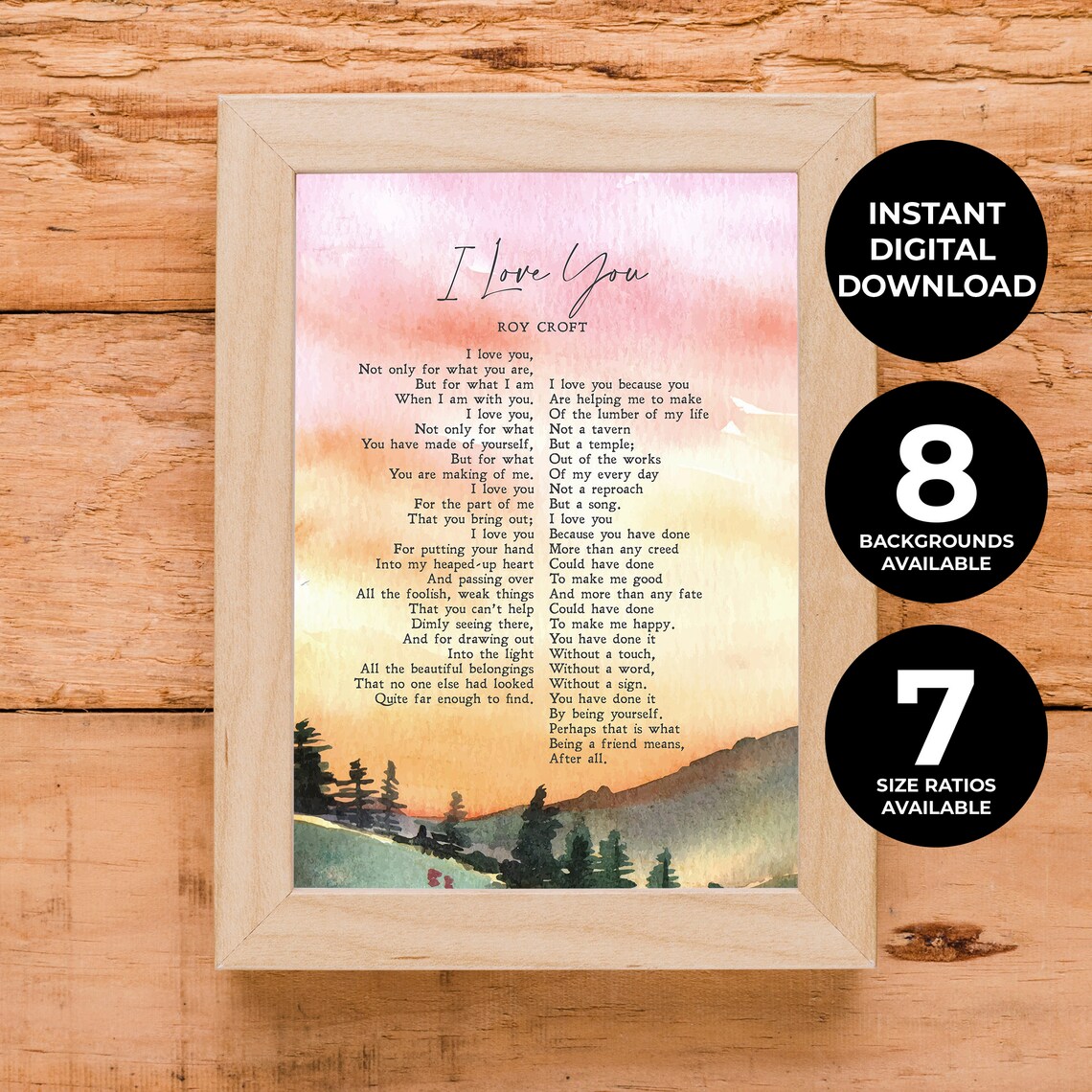 Roy Croft Poem Watercolor Love Quote Art Print