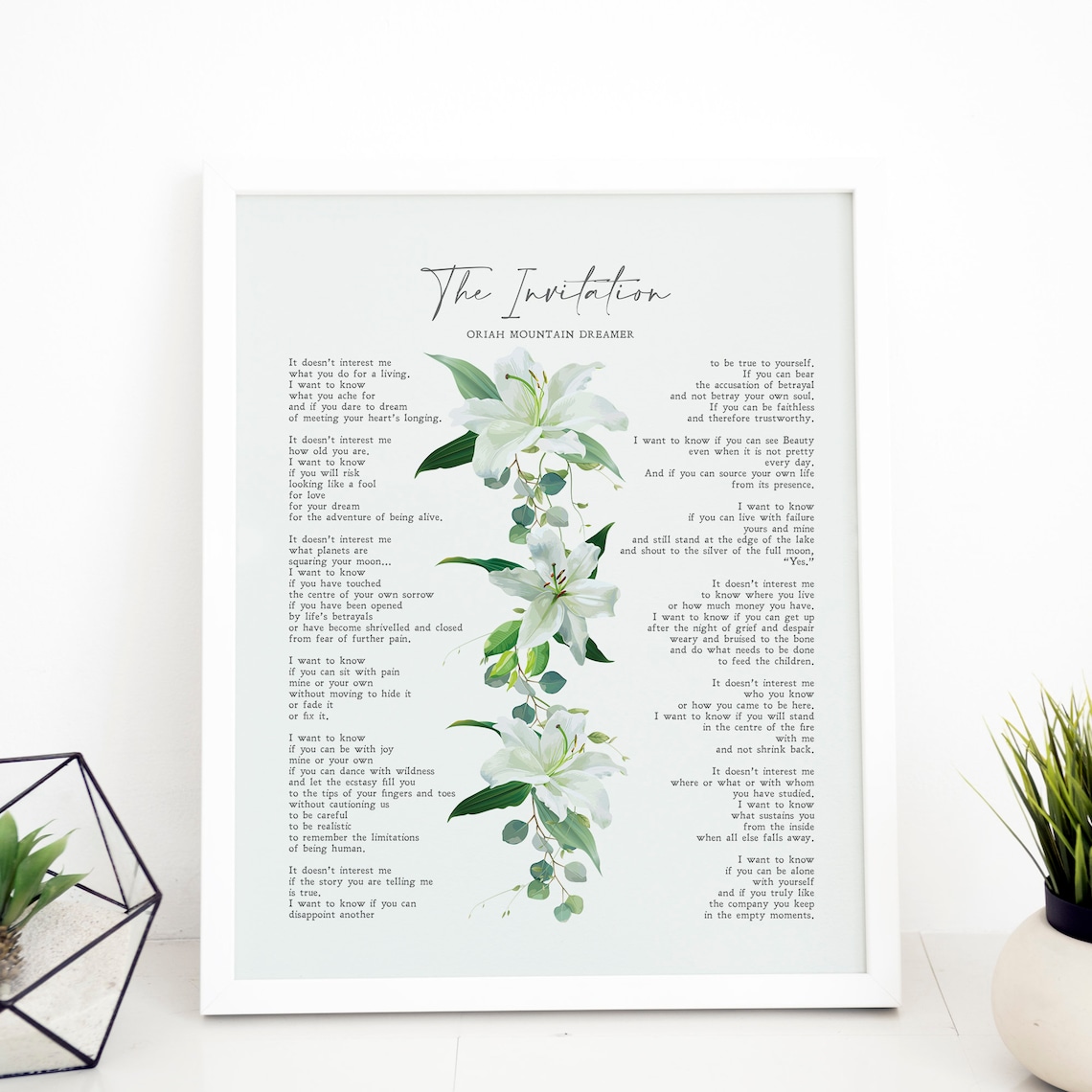 The Invitation by Oriah Mountain Dreamer, Minimalist Art Print