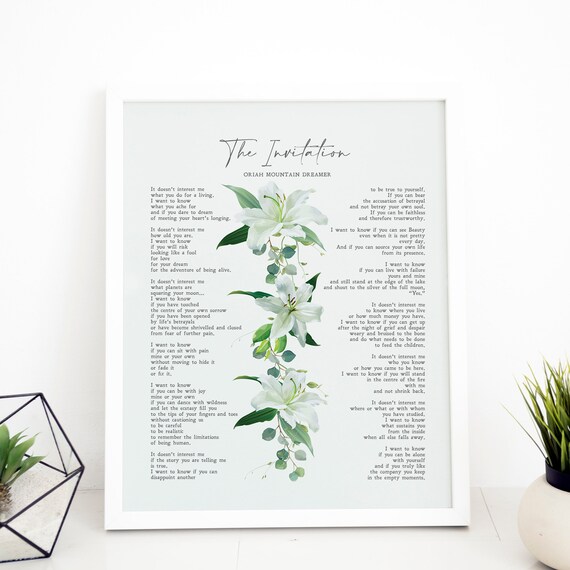 The Invitation by Oriah Mountain Dreamer, Minimalist Art Print