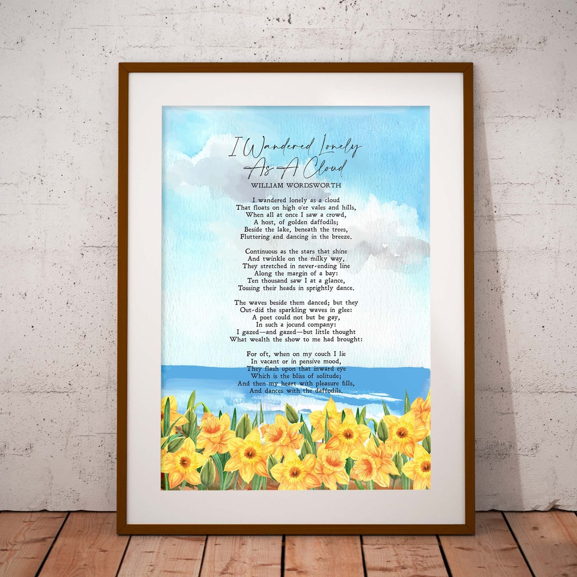 I Wandered Lonely As A Cloud William Wordsworth Memory Experience Poem Print Wall Art Minimalist Quote Instant - Image 3
