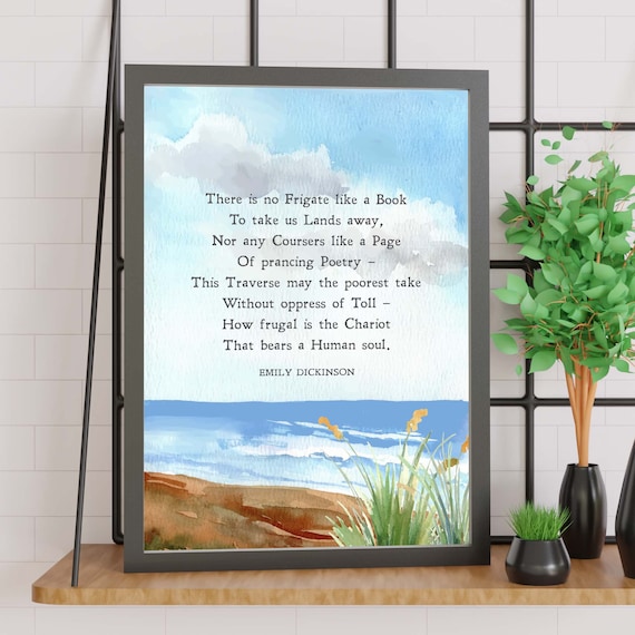 Emily Dickinson There Is No Frigate Like A Book Poem Beach Poster