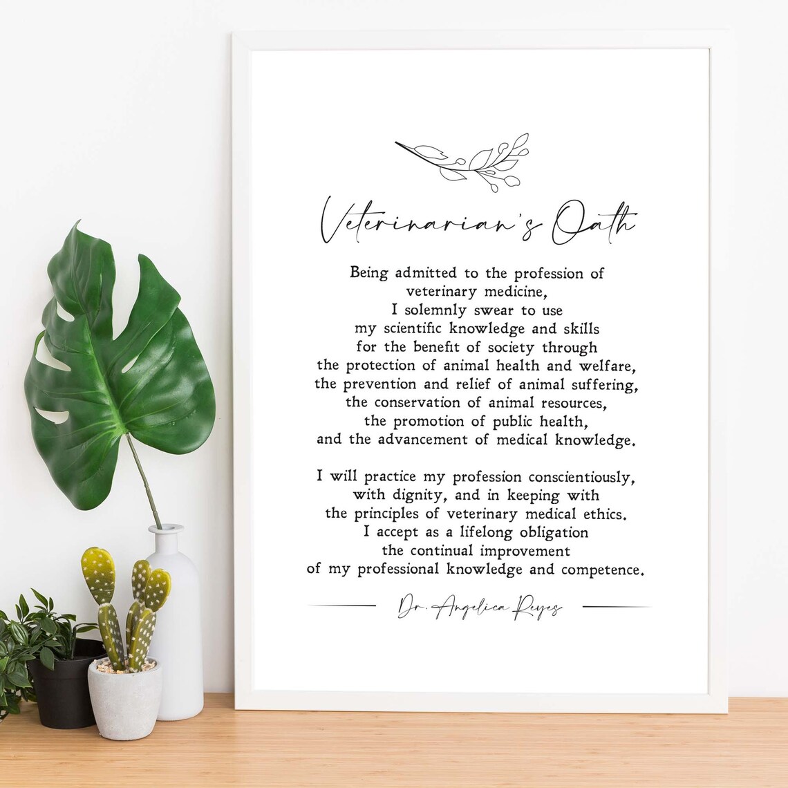 Personalized Veterinarian's Oath Minimalist Art Print - Image 2