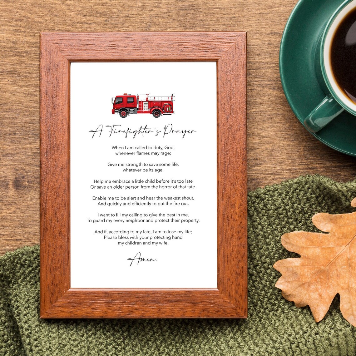 Firefighters Prayer, Minimalist Christian Art Print