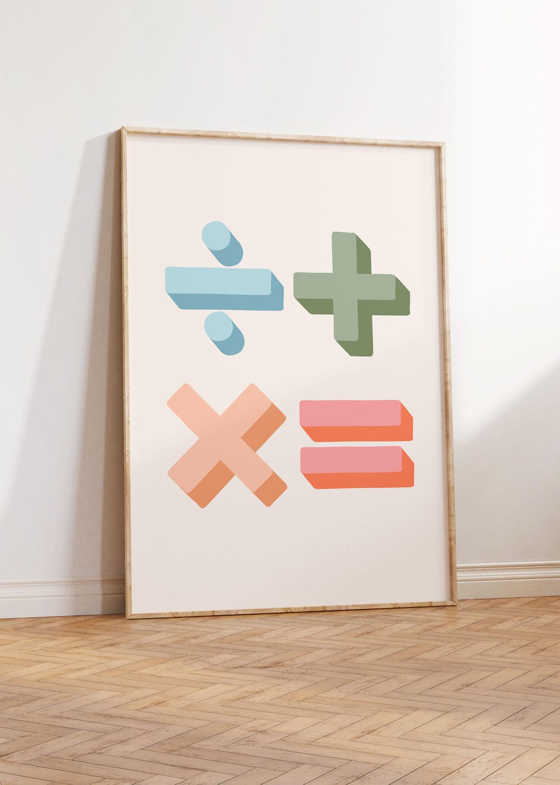 Pastel Math Symbols Poster Kids Classroom Nursery Learning Decor Art - Image 5