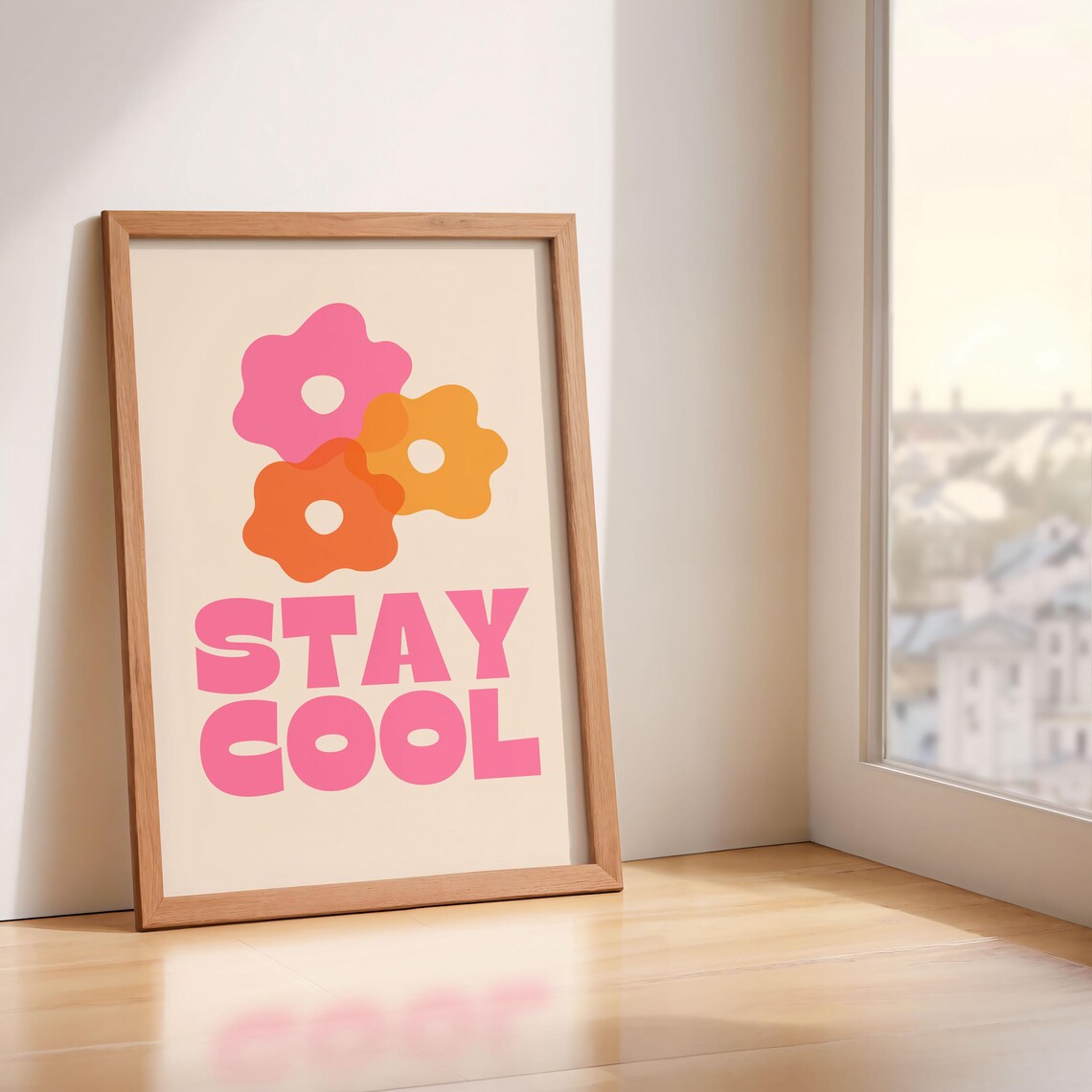 Stay Cool Retro Flower Quote Groovy Kids Playroom Decor Wall Art - Image 5