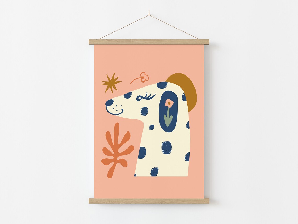 Whimsical Dog Illustration, Retro Nursery Art Print - Image 2