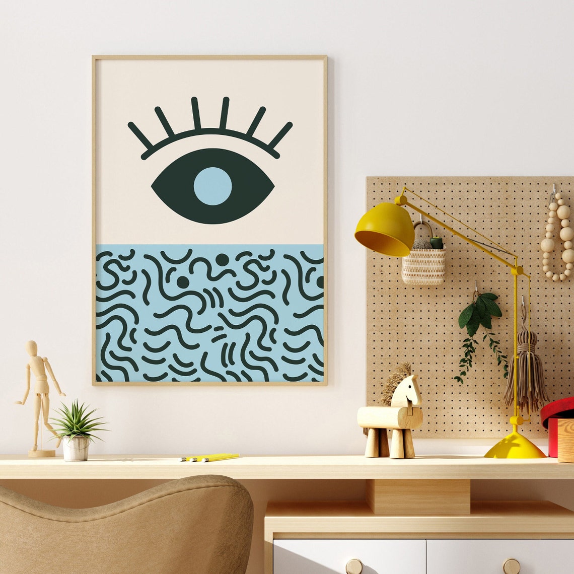 Abstract Kids Art Print Retro Playroom Poster Cool Wall Art For Toddlers Blue Nursery Decor Colorful Doodle Drawing - Image 5