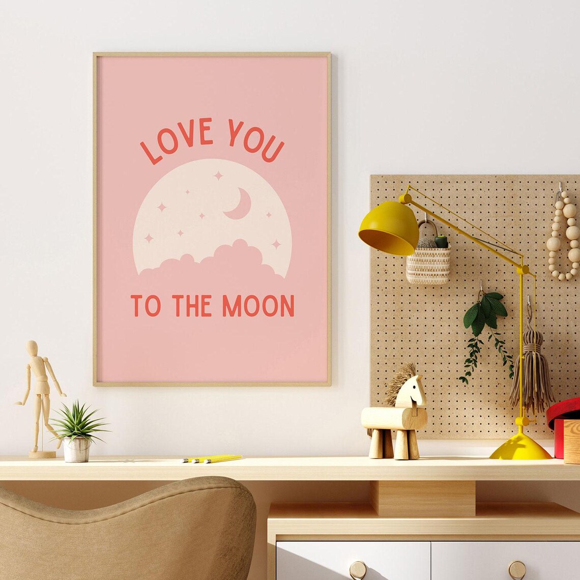 Love You To The Moon Boho Nursery Art Print - Image 3