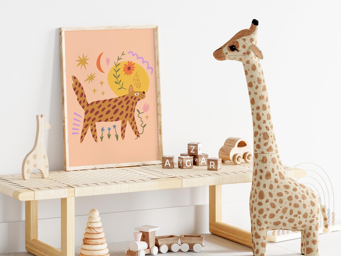 Funky Dog Print, Retro Kids Room Wall Art - Image 3