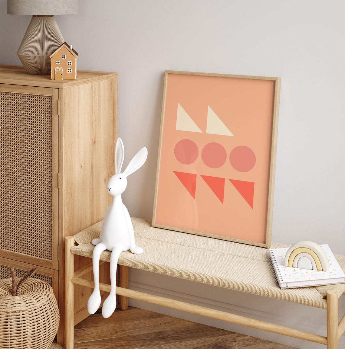 Peach Abstract Geometric Shapes Minimalist Modern Art Poster - Image 4