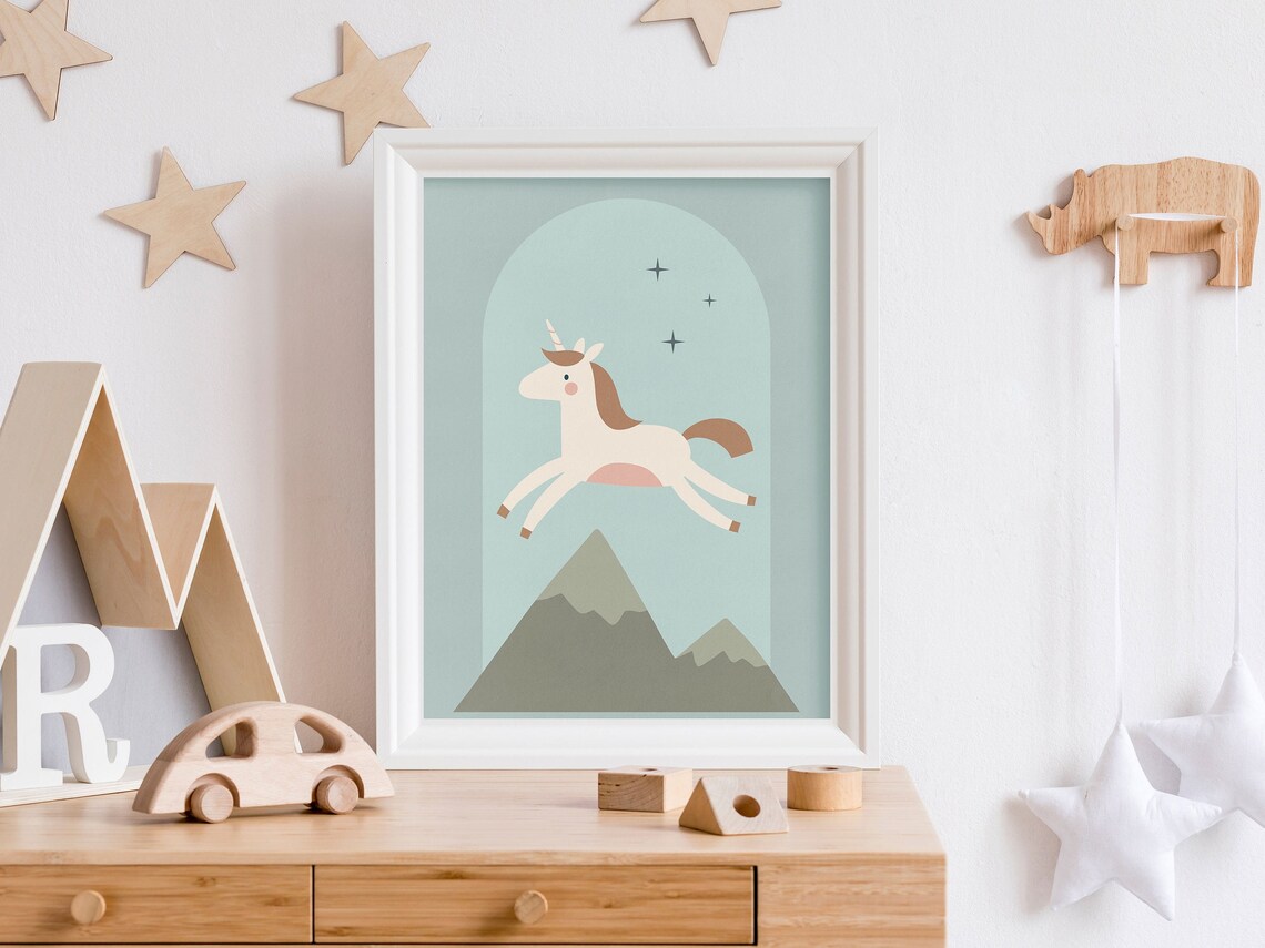 Kids Unicorn Print, Boho Nursery Decor Art Print - Image 5