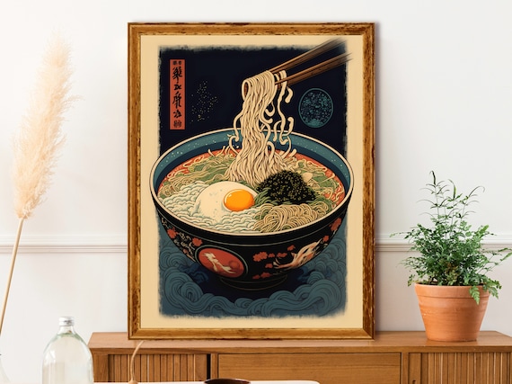 Japanese Ramen Bowl Vintage Ukiyo-E Art Print