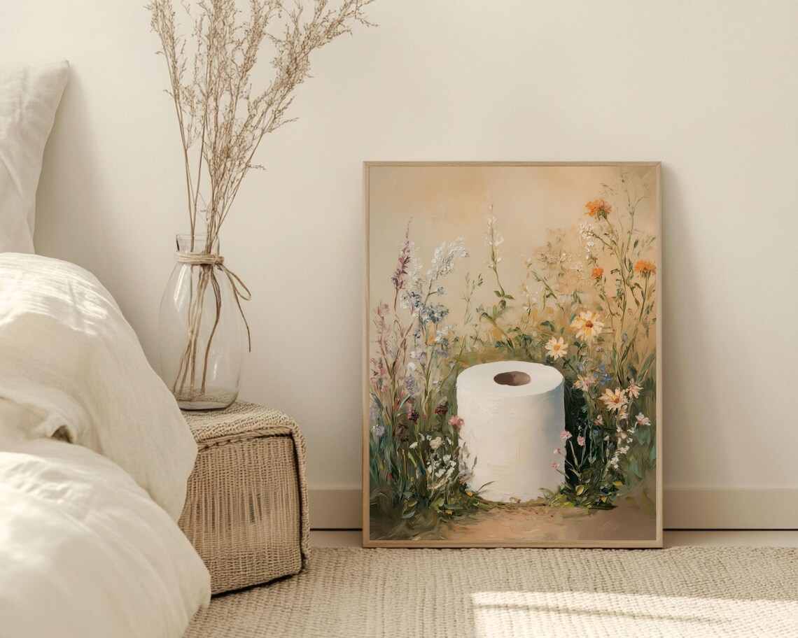 Toilet Paper Bathroom Art Print, Farmhouse Neutral - Image 4