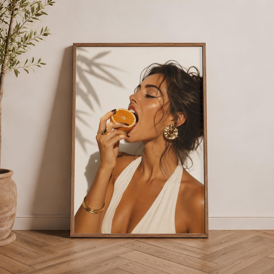 Modern Woman Citrus Portrait, Mediterranean Art Print