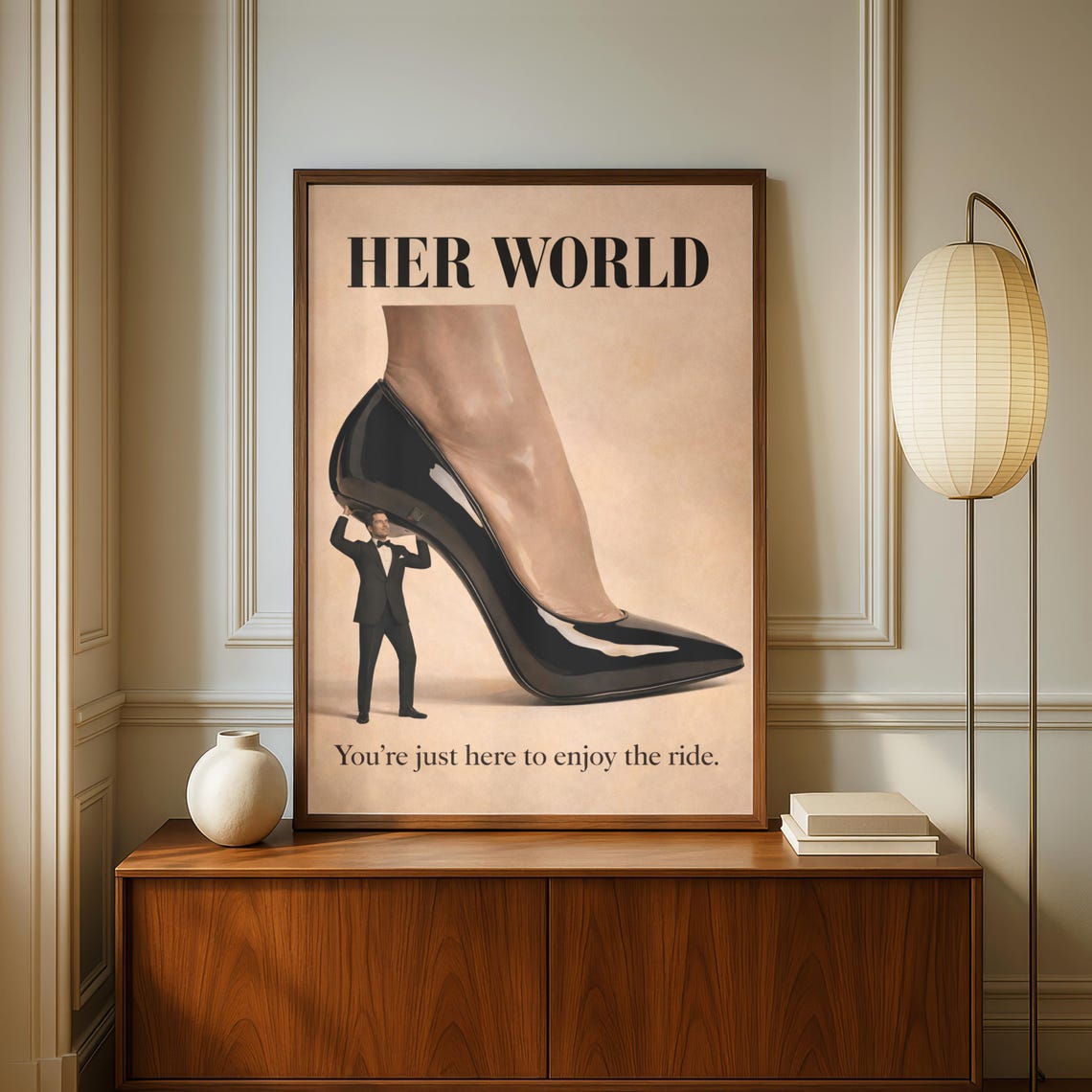 Her World Black High Heel Sassy Fashion Statement Art Poster
