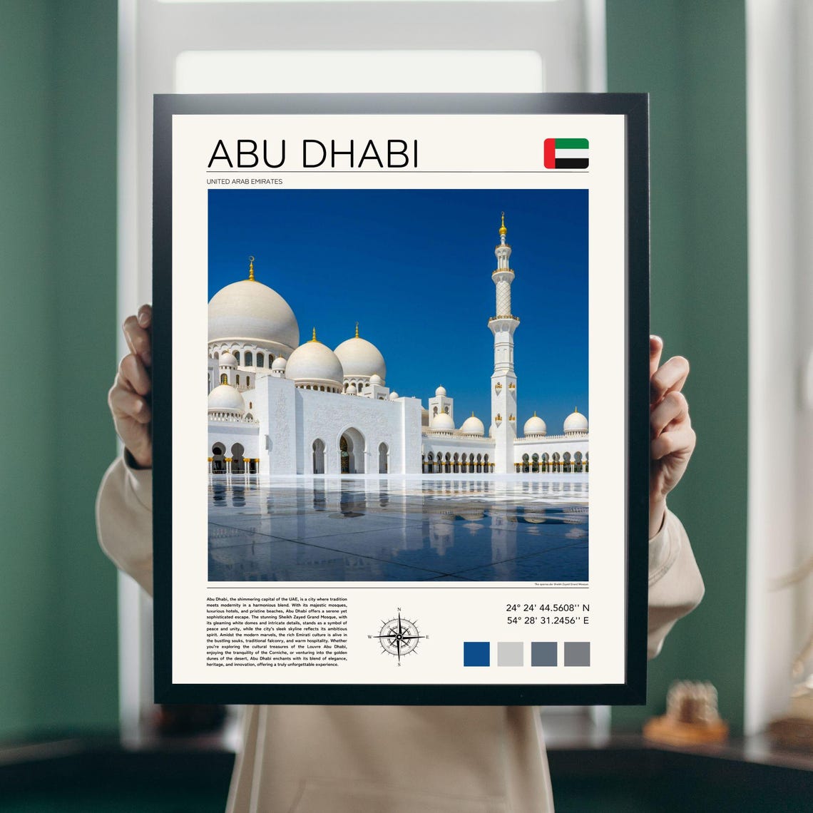 Abu Dhabi Sheikh Zayed Grand Mosque UAE Landmark Travel Poster - Image 3