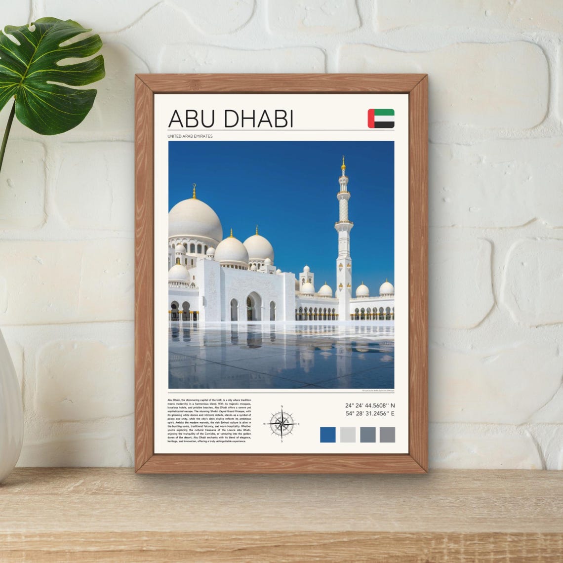 Abu Dhabi Sheikh Zayed Grand Mosque UAE Landmark Travel Poster