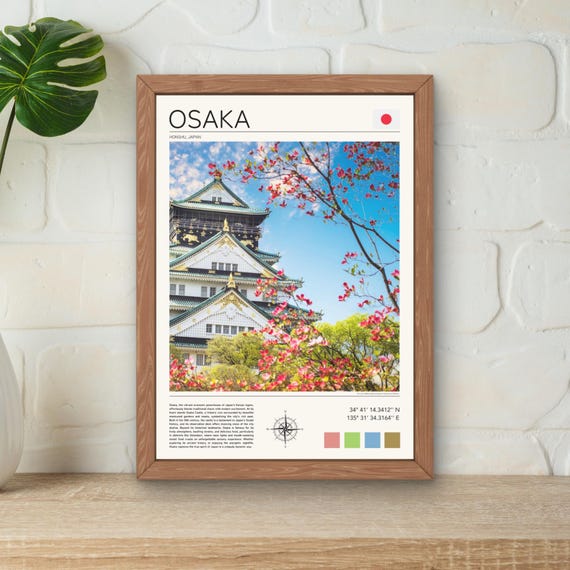Osaka Print Osaka Wall Art Osaka Castle Poster Japan Gift Idea Japan Travel Art Osaka Honshu Artwork Osaka Japan Print