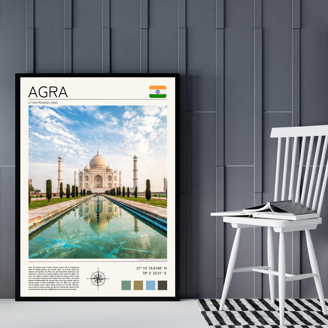 Agra Taj Mahal India Reflection Pool Mughal Architecture Travel Poster - Image 2