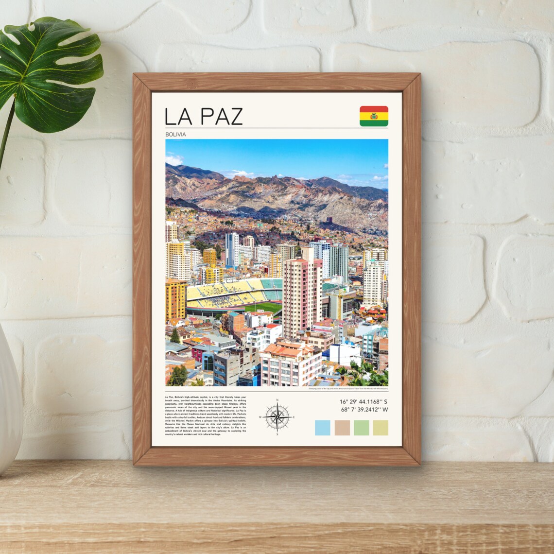 La Paz Travel Poster, Bolivia Wall Art Print